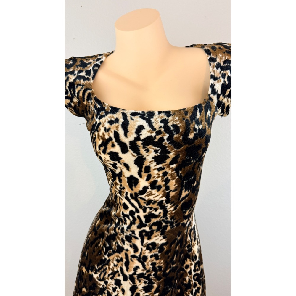 Mob Wife Indie Sleaze The Original USA Leopard Print Velvet Mini Dress Small - Picture 10 of 11